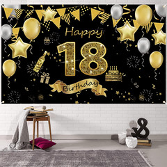 18th Birthday Backdrop Banner Birthday Party Background Decoration Flag Indoor♪