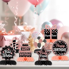 12 Pcs Birthday Table Decorations Glitter Rose Gold Black Birthday Decorations H