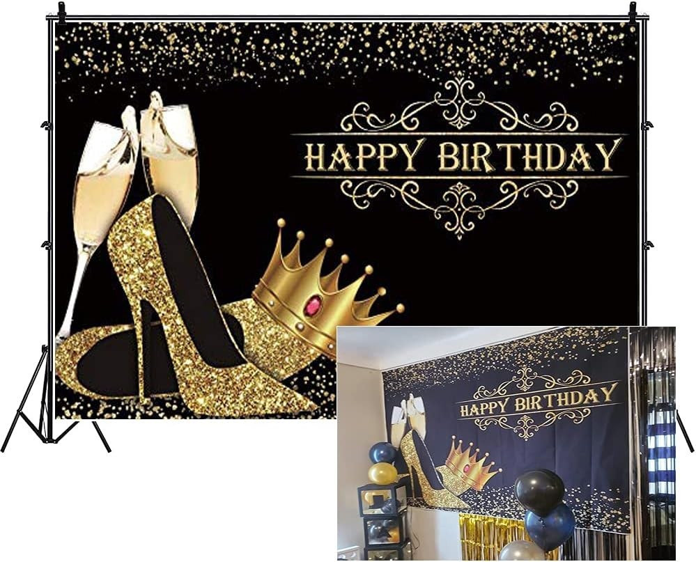 Theme Birthday Party Background Shiny8x6ft Happy Birthday Backdrop Lady Queen..