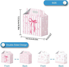 16PCS Pink Bow Paper Gifts Boxes for Birthday, Hot Pink Bachelorette, Engagement