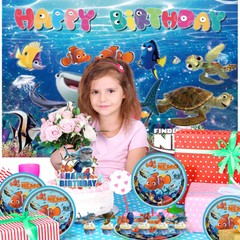 Finding Nemo Party Supplies Set Plates Balloons Banner Cake Topper Birthday Gift