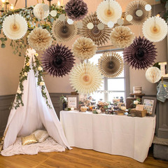 Brown Party Decorations Brown and Beige Paper Fans Party Decorations Neutral Par
