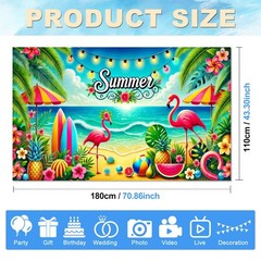 Summer Beach Banner 71×43 Inches Summer Backdrop Beach Party Decorations Hawa…