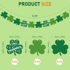 OHOME St Patricks Day Decorations – 40 Pack Shamrock Clover 32.8ft, Green