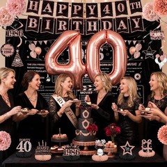 40th Birthday Decorations for Women, Rose Gold 1986 Happy