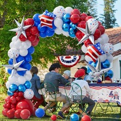 151pcs Red White and Blue Balloon Garland Arch Kit Patriotic Decorations with…
