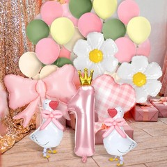 12 Pcs Silly Goose 1st Party Decoration Fun Goose Balloon with Pink Bow for S…