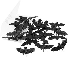 Small Black 3D Bats Halloween Decoration Bat Plastic Toy Party Favor Artifici…