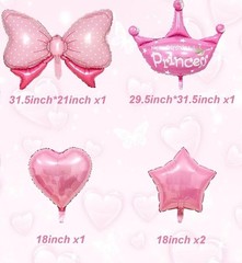 7PCS Set Princess Peach 5th Birthday Decoration Backdrop Big Foil B…
