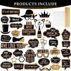 36 Pcs Birthday Photo Booth Props Kit Happy Birthday Graduation Wedding Party…