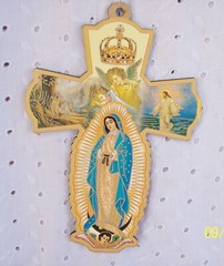 CROSS WOOD – VIRGIN MARY GUADALUPE – OR ST JUDE ITALIAN-FREE SHIPPING- U-CHOOSE