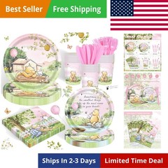 120PCS Pink Classic Bear Party Supplies Babyshower 1st Party Decorations for …