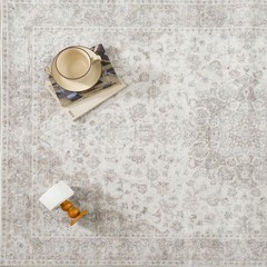 PureCozy 2×3 Area Rug Washable Neutral Beige Vintage Entryway Carpet Non Slip…