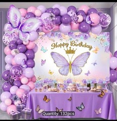 266 Pcs Birthday Decorations Set Kits for Woman Girls, Purple, Prink &Gold