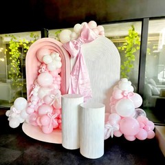 Light Pink Balloon Arch Kit, 134Pcs Pink and White Balloons