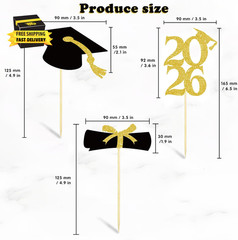 Graduation Decorations 2026-36 PCS Graduation Cupcake Toppers – 2026 Graduation