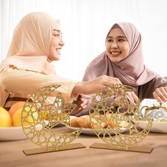 Handmade Gold Hollow Moon Star Ornaments – Perfect for Eid Celebrations