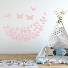 Magical 3D Pink Butterfly Wall Decor Set – Perfect for Celebrations, 48 Pcs