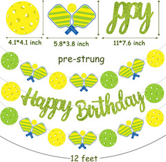 Pickleball Birthday Party Decorations Green Pickleball Happy Birthday Banners De
