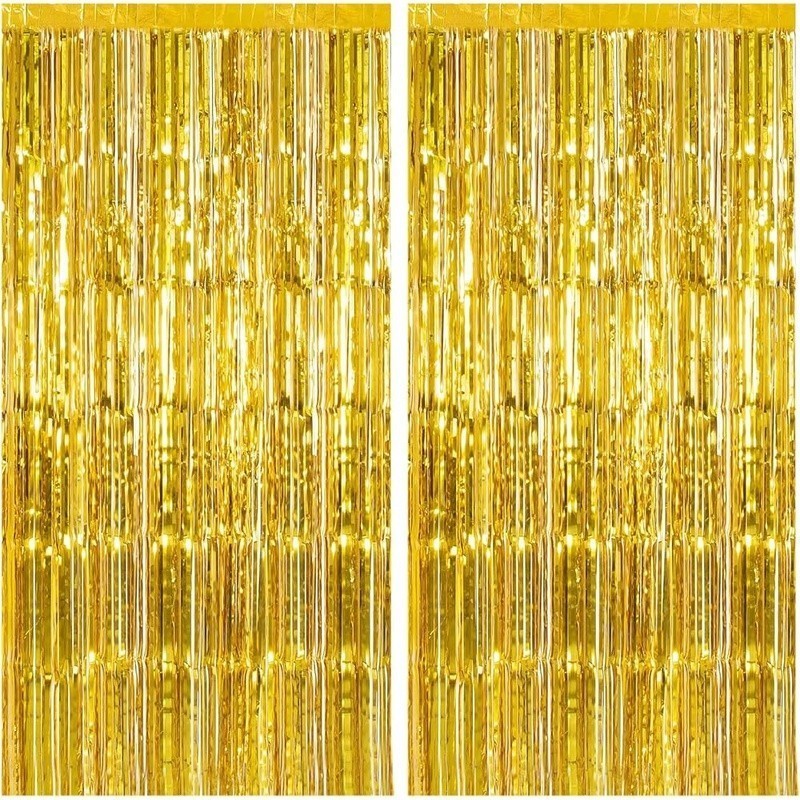 Foil Fringe Backdrop Set 2Pcs Tinsel Curtain Party Decorations Event Supplies US