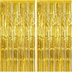 Foil Fringe Backdrop Set 2Pcs Tinsel Curtain Party Decorations Event Supplies US