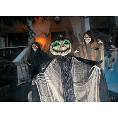 Green Light-Up Standing Pumpkin Man Halloween Decoration 66″ – Morris Costumes