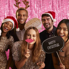 3 Pack Pink Foil Fringe Backdrop Curtains Party Decor Birthday Wedding
