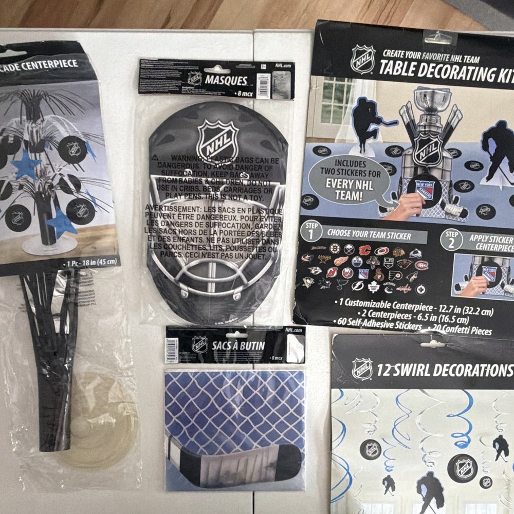 DesignWare NHL Hockey Table Decorating Kit Multicolor Paper Plastic Foil Party