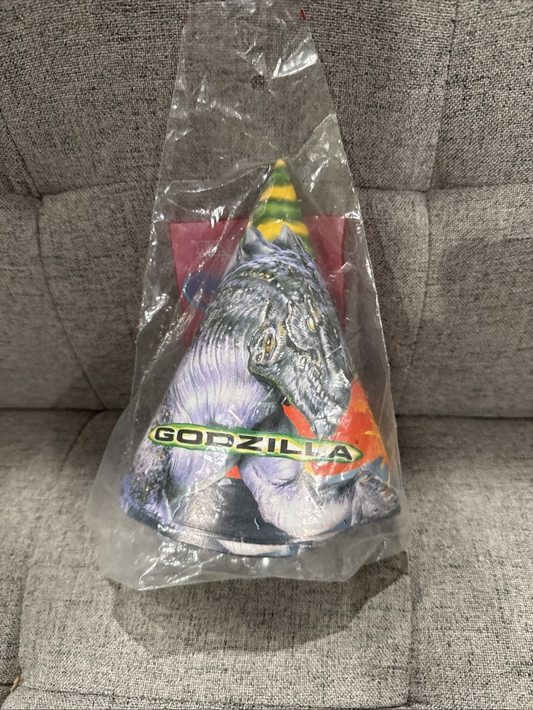8 Godzilla Birthday Party HATS Supplies Favors Decorations Cone Cardboard NOS
