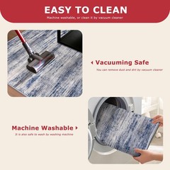 KOZYFLY Modern Abstract Washable Rug Runner 2×6 2′ x 6′ (Runner), Blue-grey