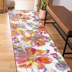 Rugshop Modern Bright Flowers Non-Slip 1’10» x 7′ (Rectangular), Multi Color