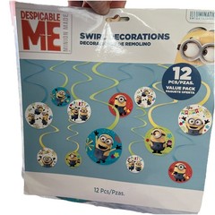 Despicable Me Minions Swirl Decorations 12 Pcs Value Pack Party Supply New