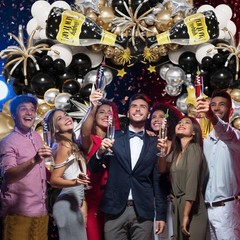 161Pcs Happy New Year Balloon Arch Garland Kit -Banner& Black Gold Silver Bal…