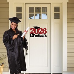 2026 Graduation Party Decorations Wooden Sign Red Class of 2026 Photo Booth Prop