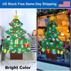 4FT DIY Felt Christmas Tree Set 36pcs Ornaments 5M 50LED String Light Xmas Decor