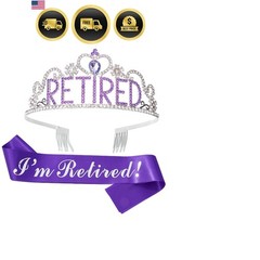 Retirement Party Decorations Queen Sash Tiara Set for Women Purple Celebration