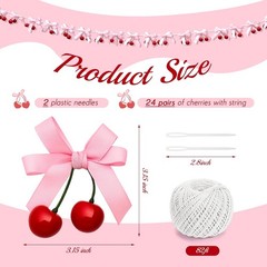 24 Pcs Cherry Party Decorations Cherry Pink Bow Garland Decor Shes The