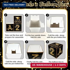 2026 Graduation Decorations Class of 2026 Black and Gold Congrats Grad Balloons,