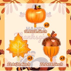 24 Fall Thanksgiving Mylar Balloon Maple Oak Leaf Acorn Pumpkin Squirrel Turkey