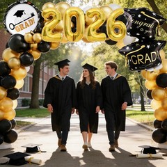 Black Gold Graduation Party Decorations 2026, Graduation Balloon Arch Kit wit…