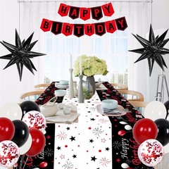 Red Birthday Decorations for Men Women Boys Girls, 75 PCS Red and Black Party…