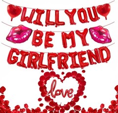 16 Inches Red ‘WILL YOU BE MY GIRLFRIEND’ Confession Letter Balloons with Hea…