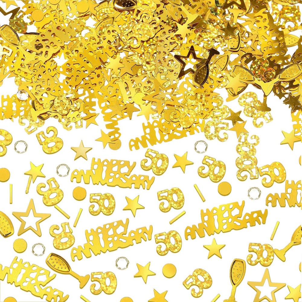 3000 PCS Gold 50th Anniversary Confetti Glitter Table Scatter Decorations