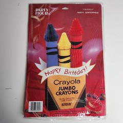 Paper Art Crayola NOS Party Table Centerpiece Happy Birthday Crayons Vintage