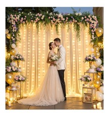 LED USB Curtain String Lights Backdrop, Warm White, Party Birthday Wedding