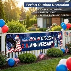 Large 250th Anniversary Banner – Patriotic 4th of July Flag for Indoor & Outdoor