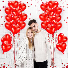 50Pcs 10Inch Red Heart Foil Balloons for Valentine’s Day Decorations