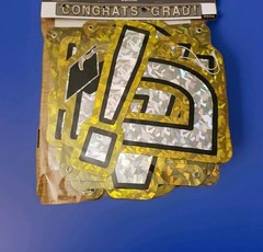 Congrats Grad Gold & Silver Glitter 7 Ft Jointed Party Banner New
