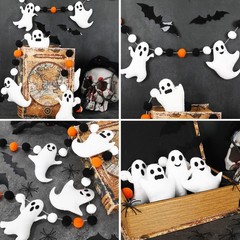 Whaline 6.6 Ft Halloween Theme Banner Different Expressions feet, White