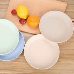 LuckyZone 7.8 Inches Unbreakable Wheat Straw Plates – Inches, Beige